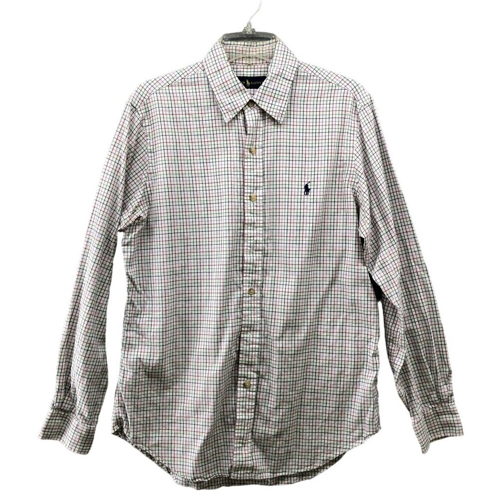Ralph Lauren Button Down Shirt Mens M Multicolor Grid Plaid Long Sleeve Cotton